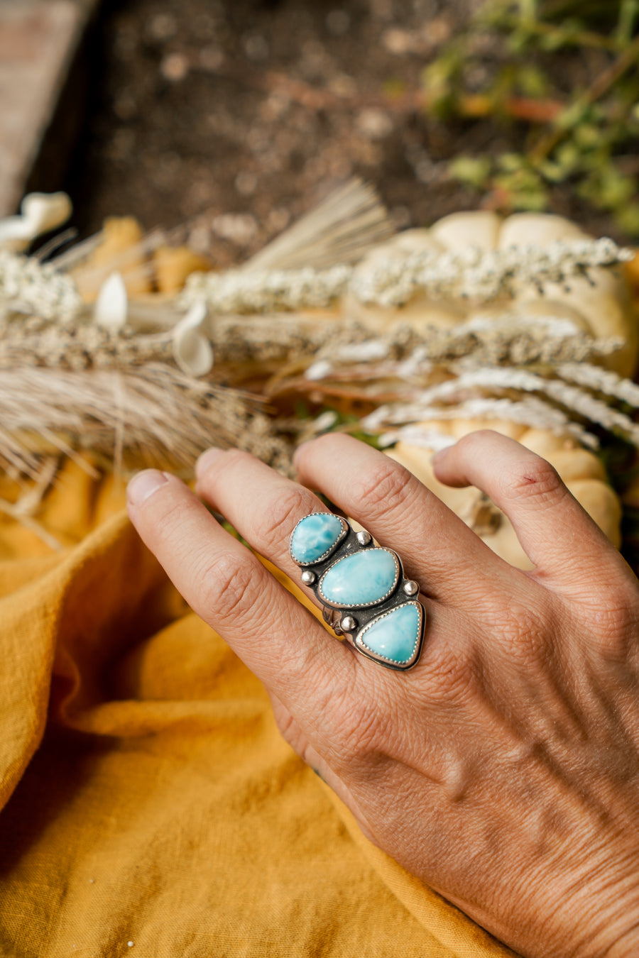 Cairn Ring in Larimar (Size 8.5)
