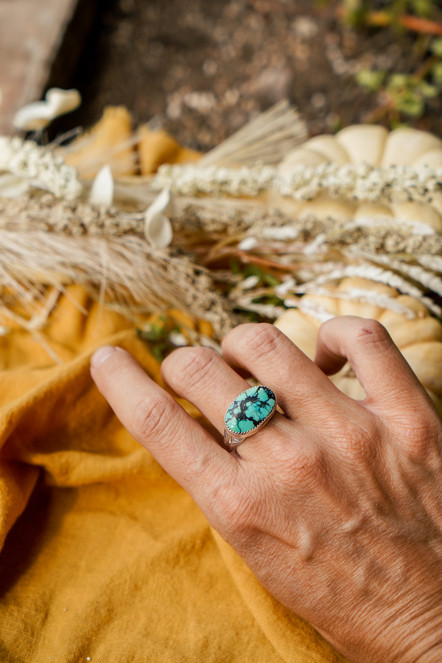 Horizontal Ring in Yungai Turquoise (Size 8)