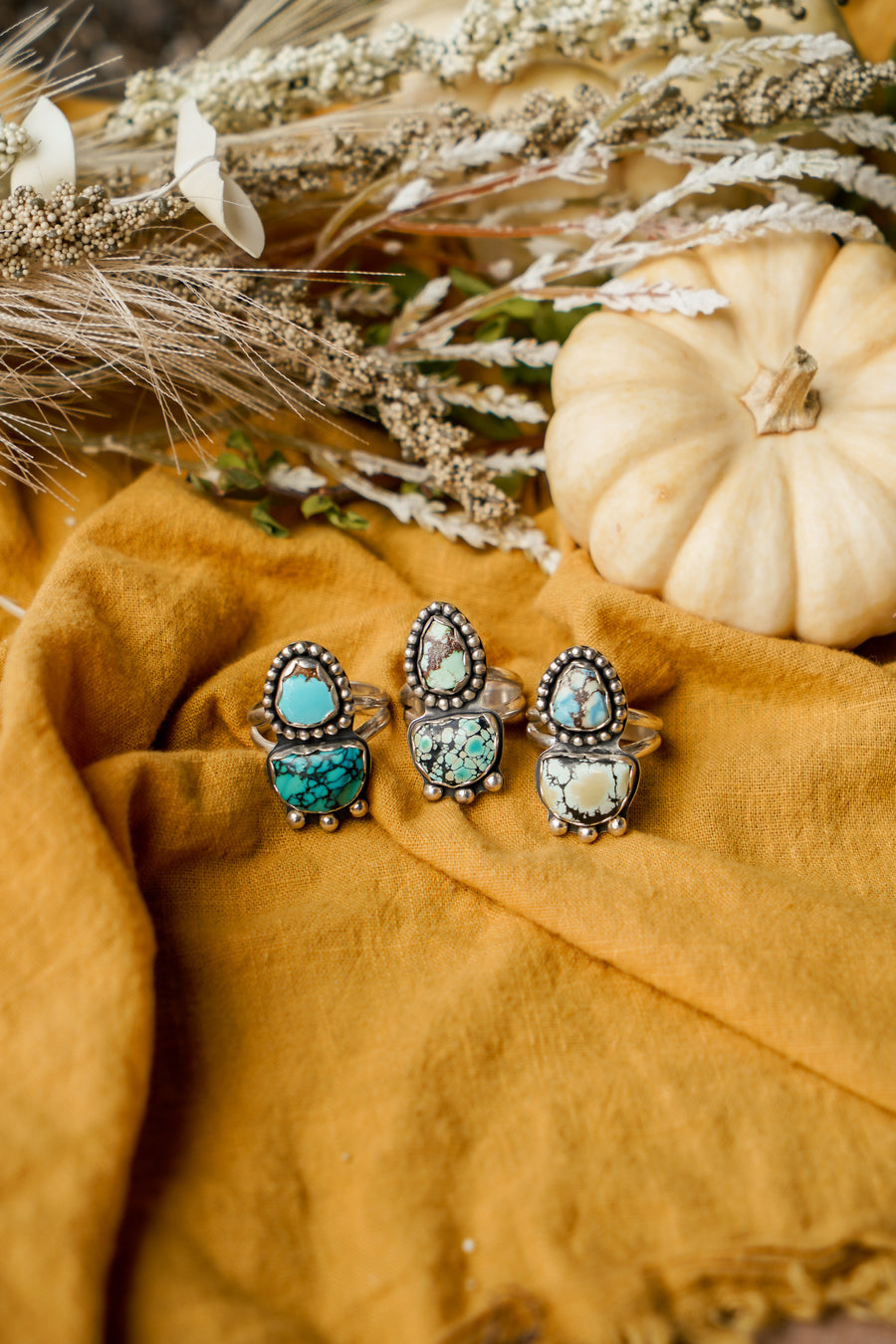 The Gratitude Ring in Giraffe & Golden Hills Turquoise Ring (Size 8.5)