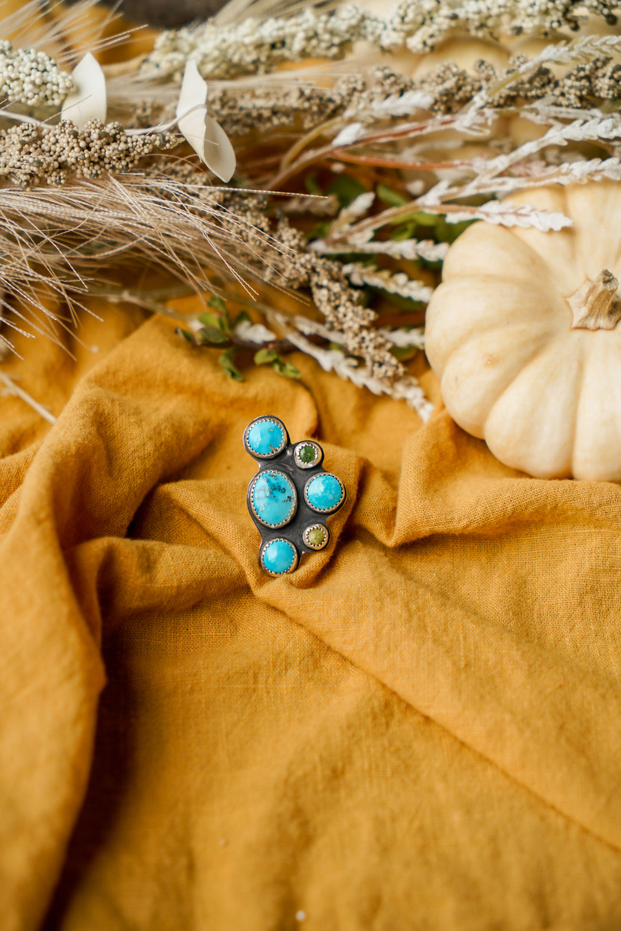 Radial Ring in Blue Ridge and Sonoran Gold Turquoise Ring (Size 6)
