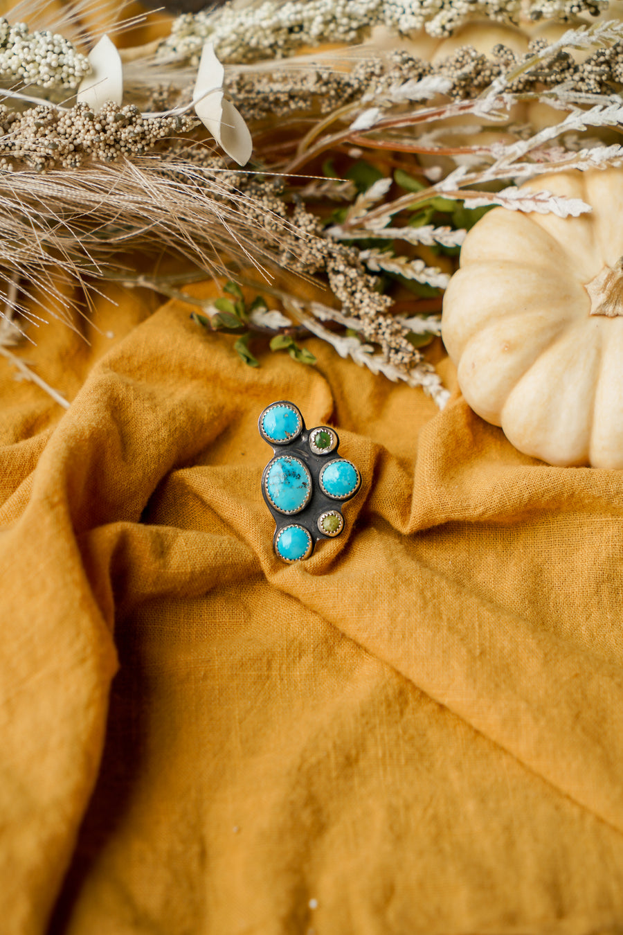Radial Ring in Blue Ridge and Sonoran Gold Turquoise Ring (Size 6)