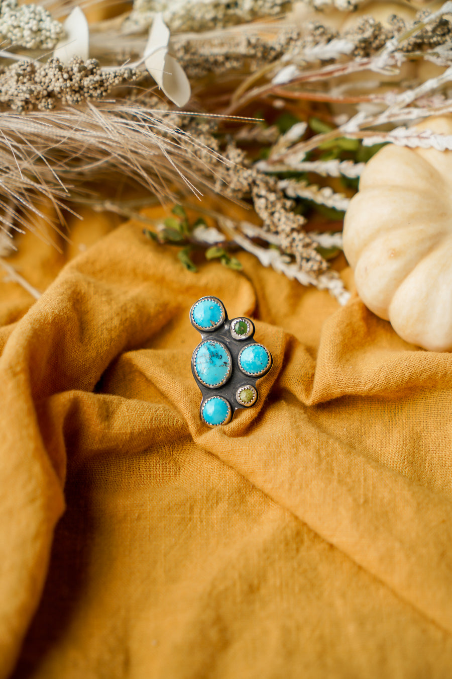 Radial Ring in Blue Ridge and Sonoran Gold Turquoise Ring (Size 6)