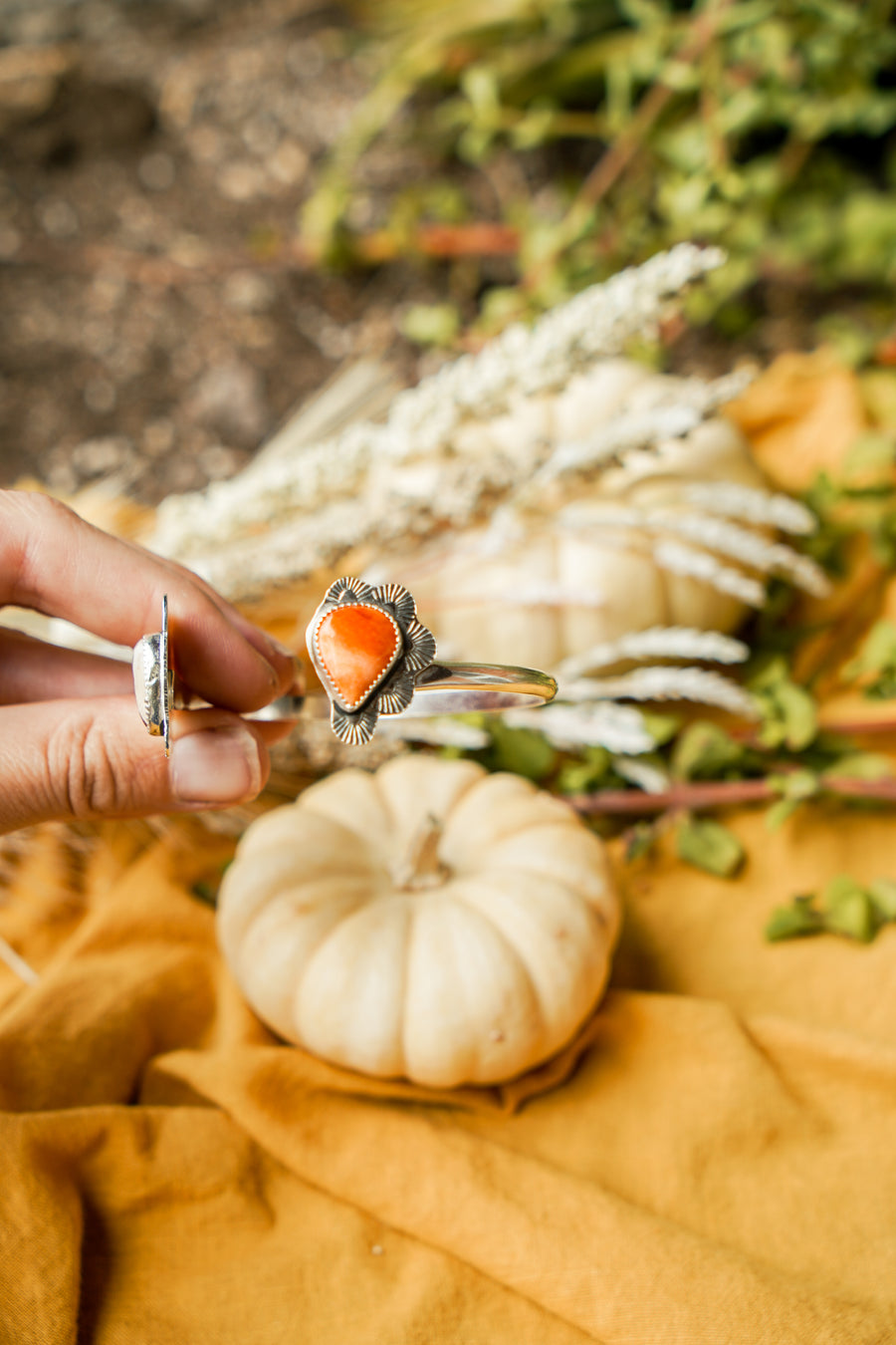 Canyon Wrap Cuff in Mexican Fire Opal & Spiny Oyster