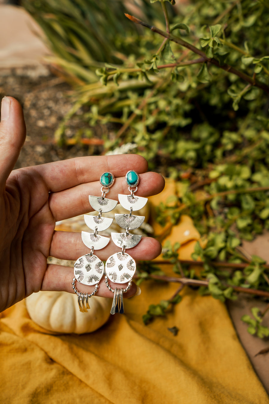 Sonoran Stack Studs in Yungai Turquoise