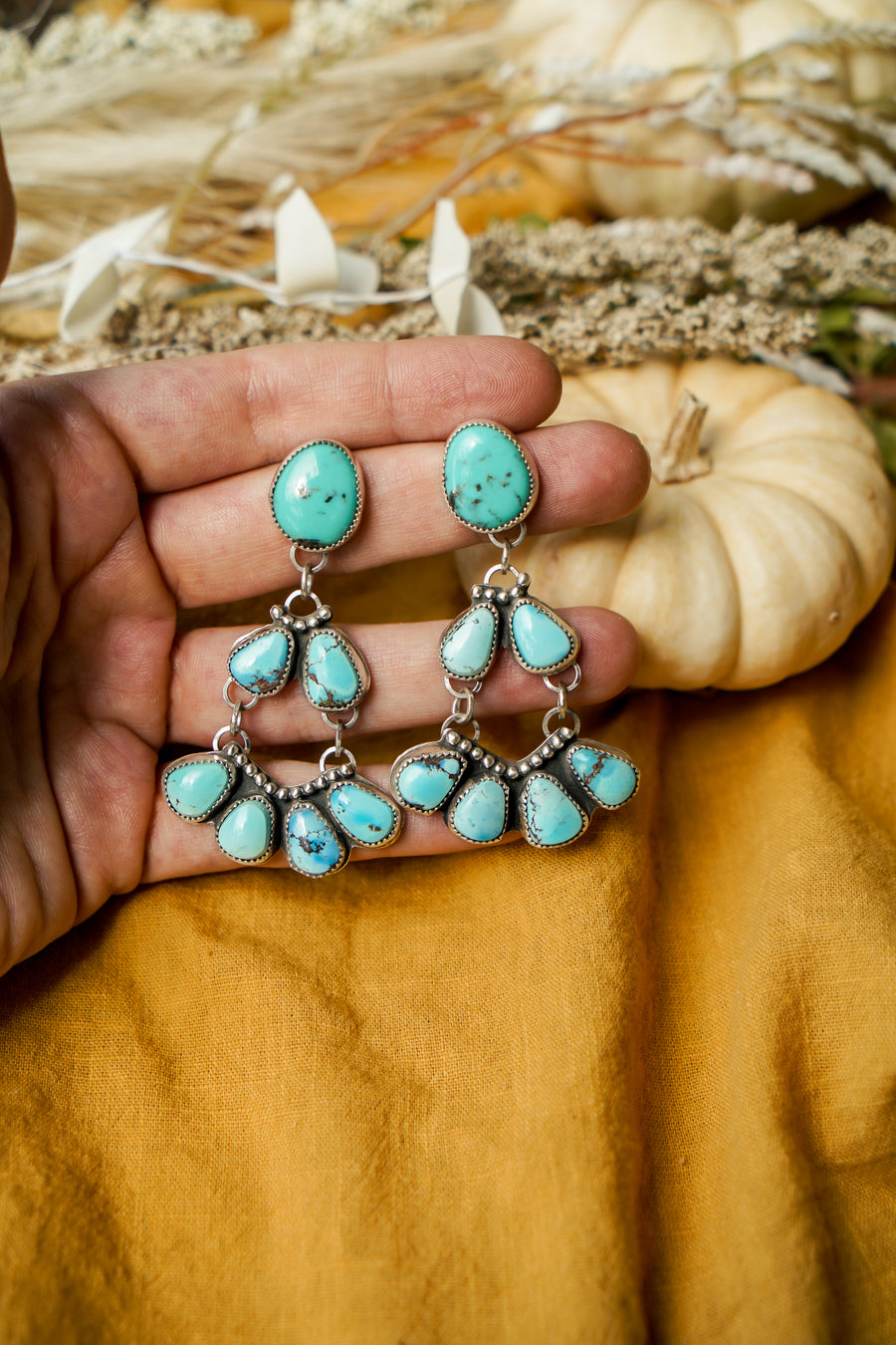 Statement Earrings in Golden Hills & Egyptian Turquoise