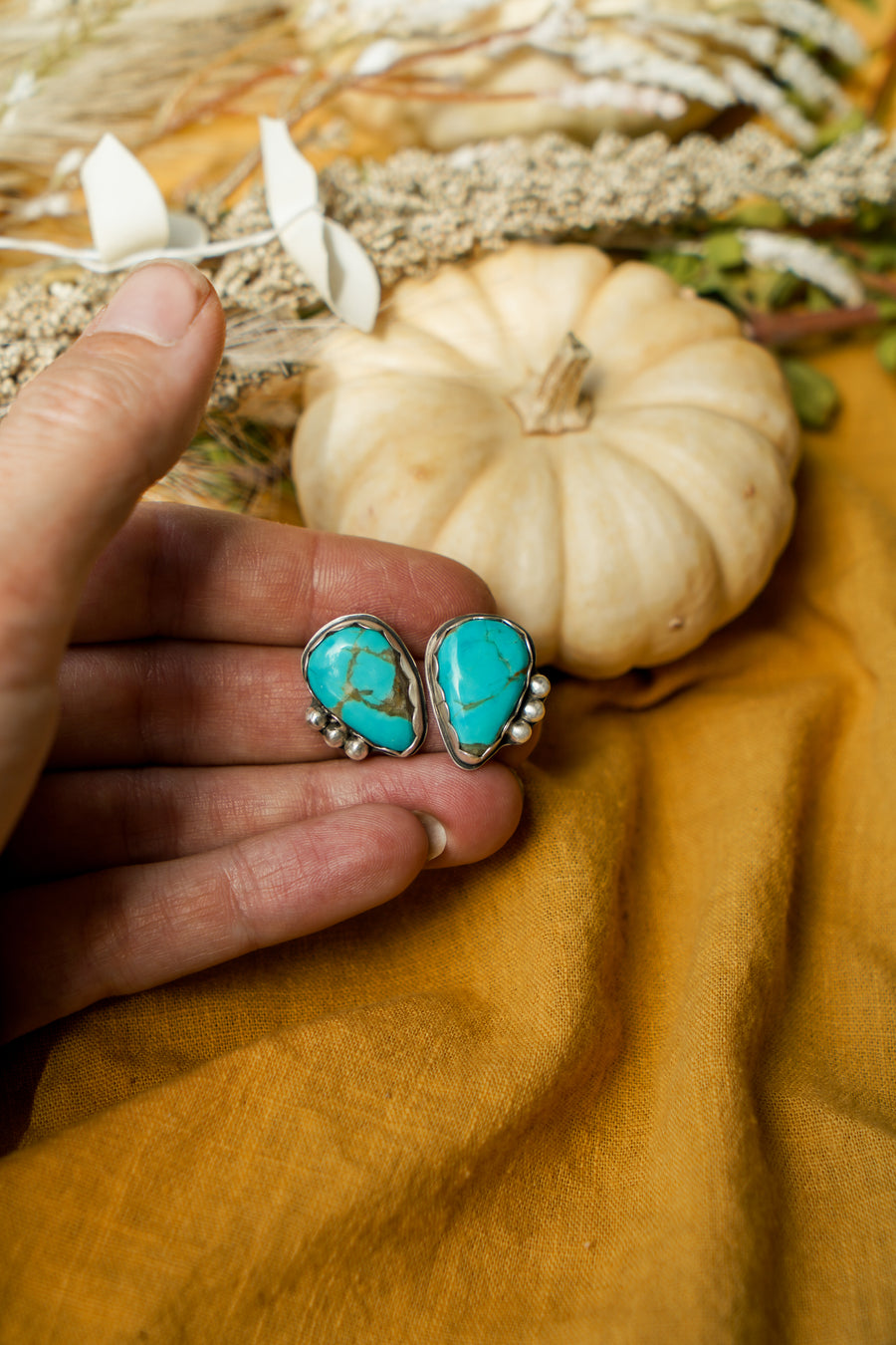 The Lacuna Stud Earrings in Tyrone Turquoise