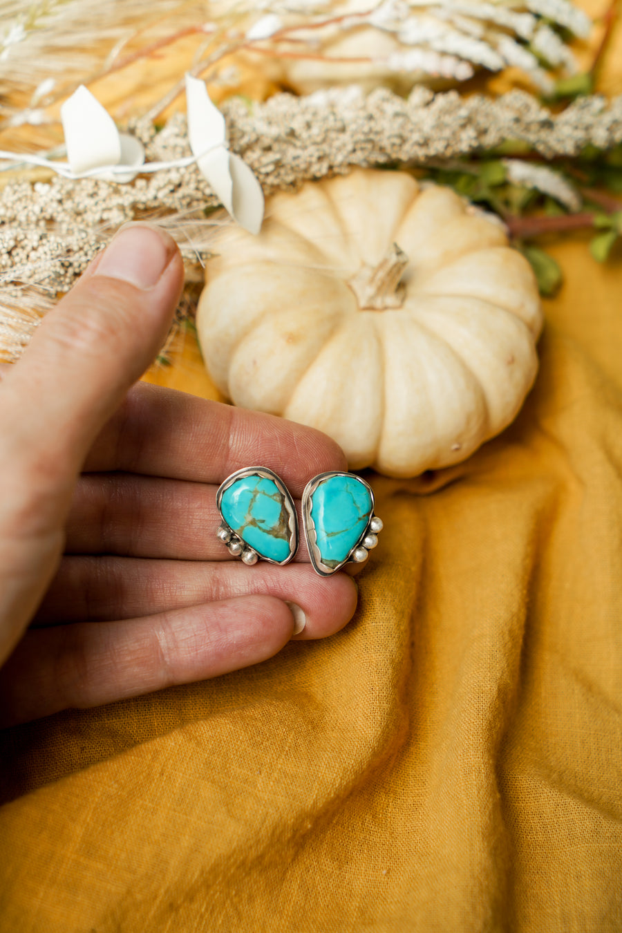 The Lacuna Stud Earrings in Tyrone Turquoise