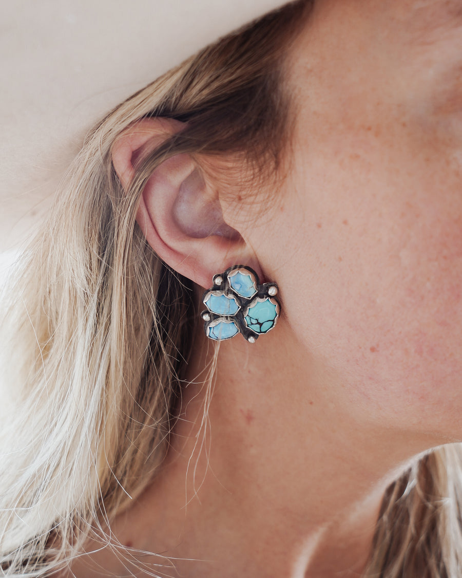 Cluster Stud Earrings in Golden Hills & Egyptian Turquoise