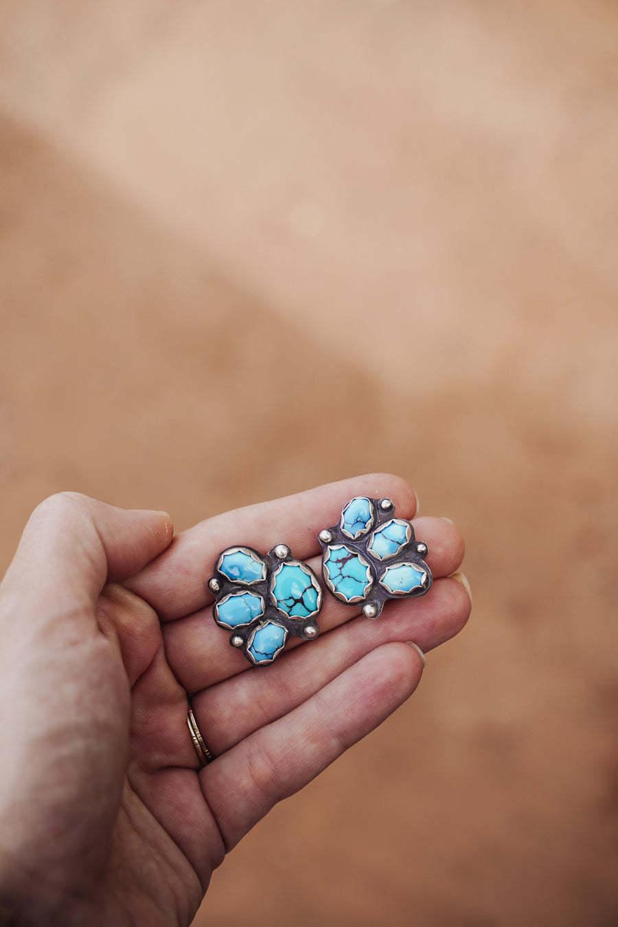 Cluster Stud Earrings in Golden Hills & Egyptian Turquoise