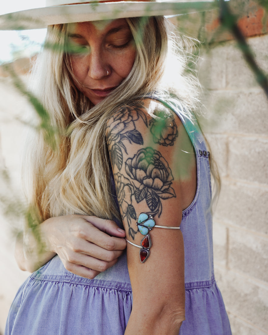 The Boho Arm Band in Spiny Oyster & Tyrone Turquoise