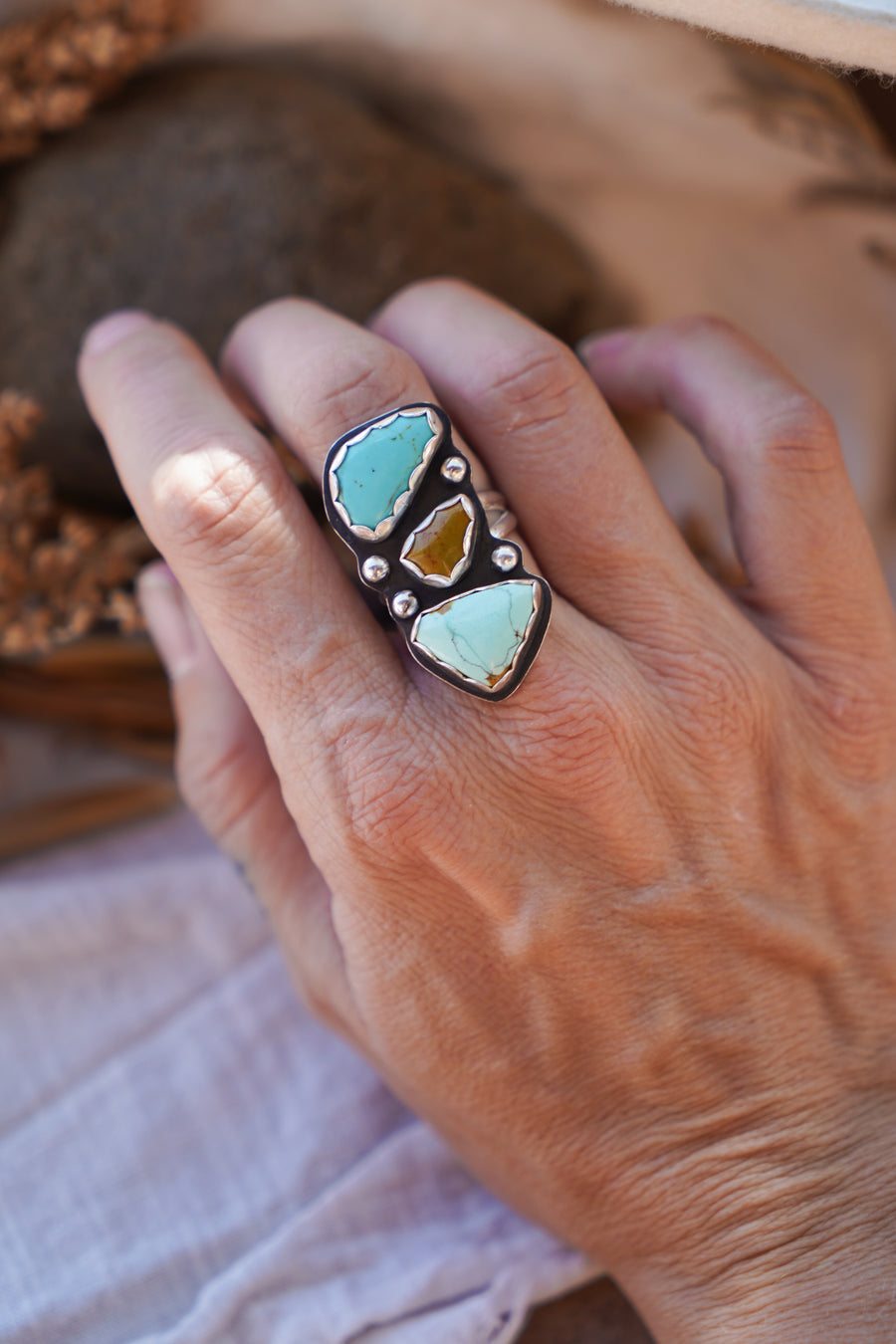 The Cairn Ring in Iron Maiden Turquoise (Size 7)