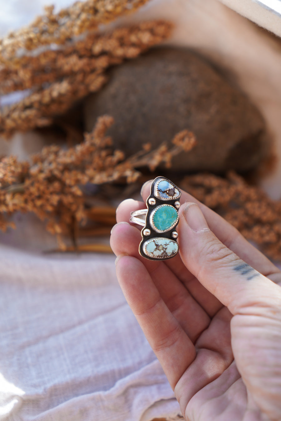 The Cairn Ring in Golden Hills and Amazonite (Size 8.5)