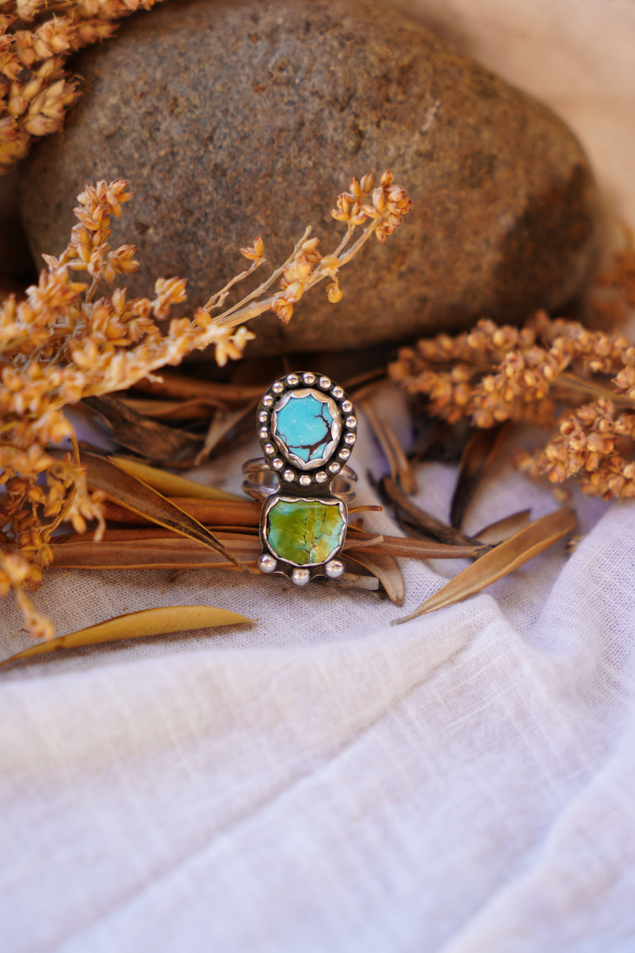 The Gratitude Ring in Giraffe & Egyptian Turquoise (Size 6)