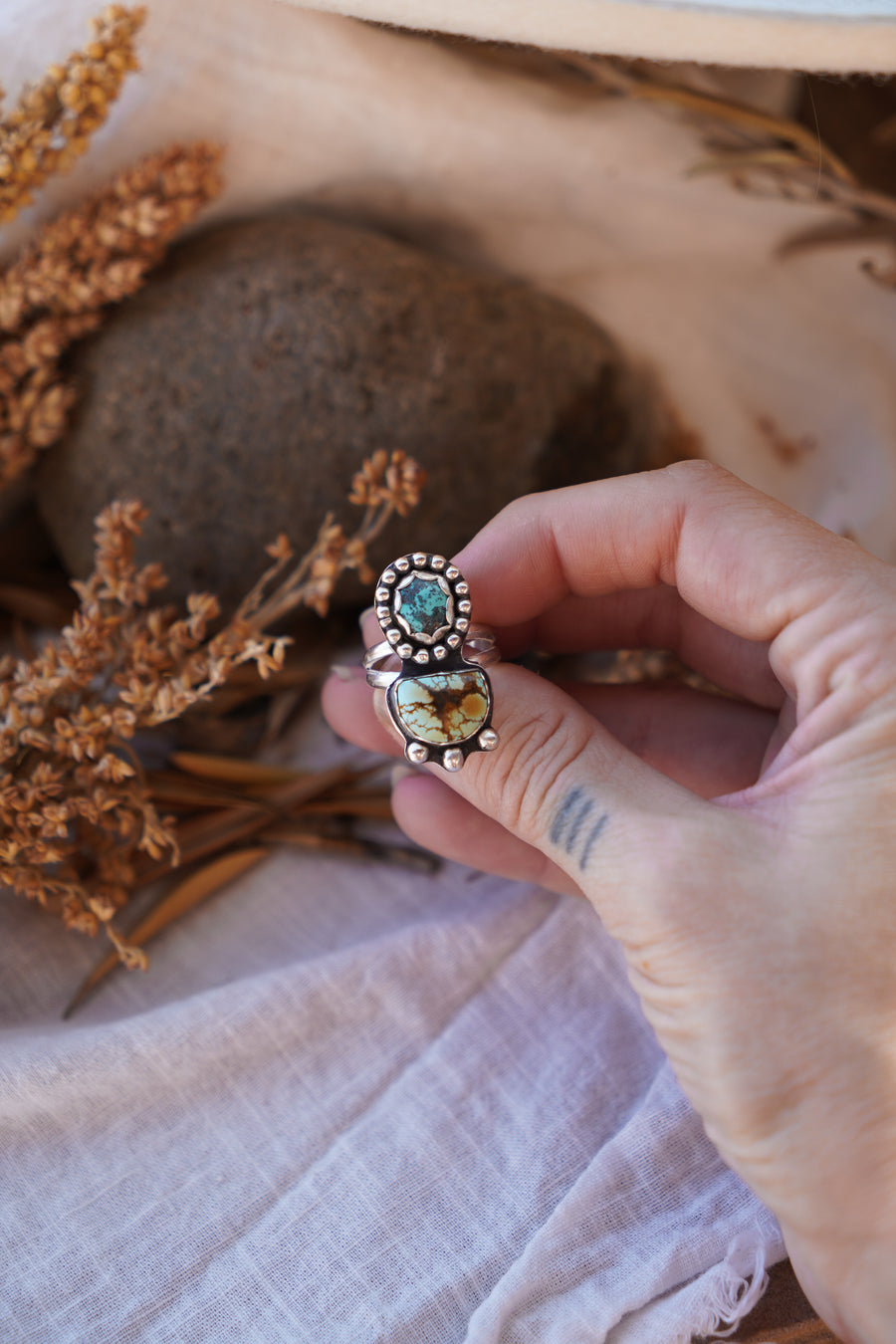 The Gratitude Ring in Giraffe & Yungai Turquoise (Size 7.5)