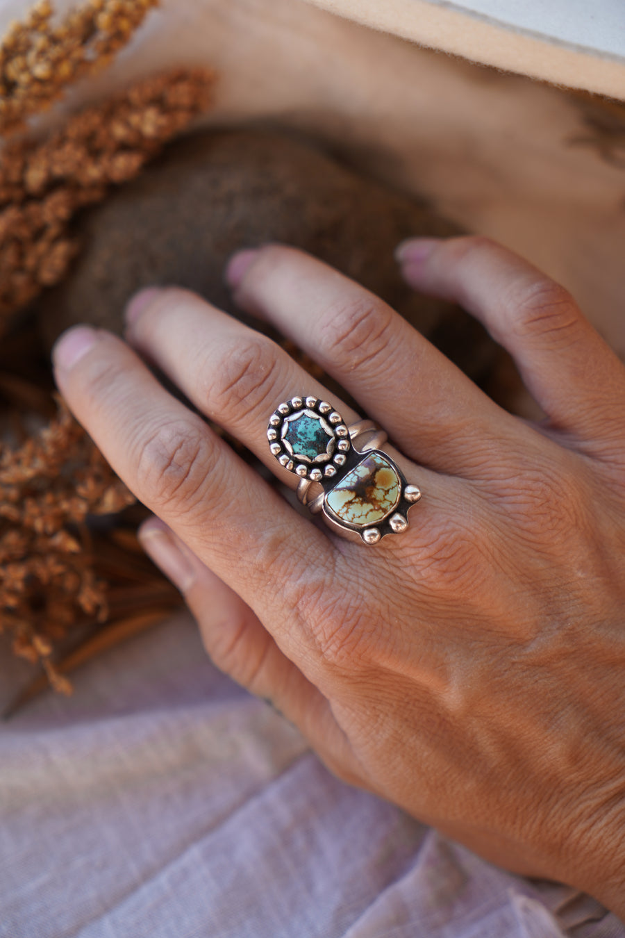 The Gratitude Ring in Giraffe & Yungai Turquoise (Size 7.5)