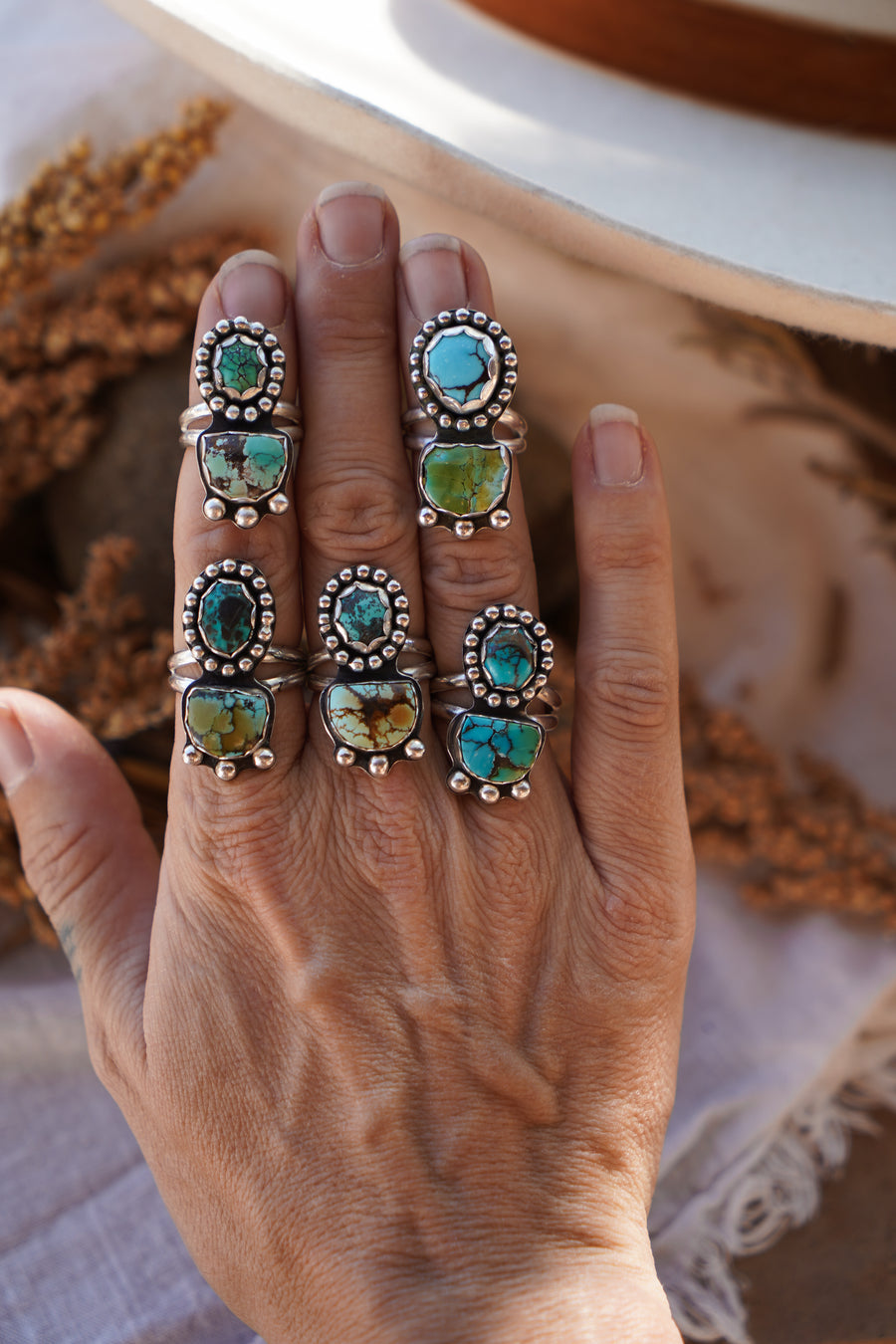 The Gratitude Ring in Giraffe & Egyptian Turquoise (Size 6)