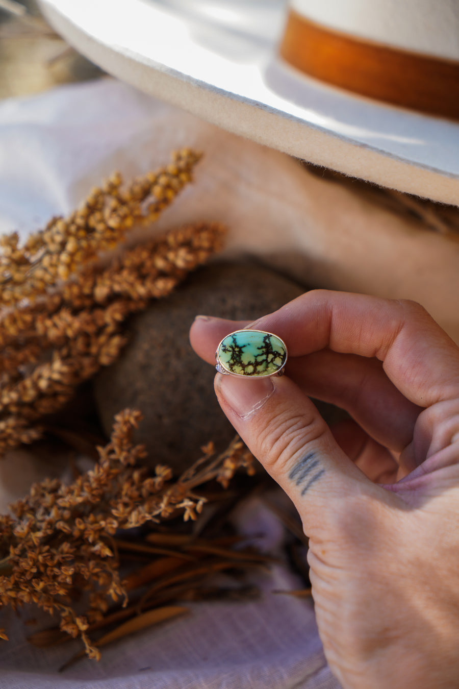 Horizontal Ring in Yungai Turquoise (Size 6)