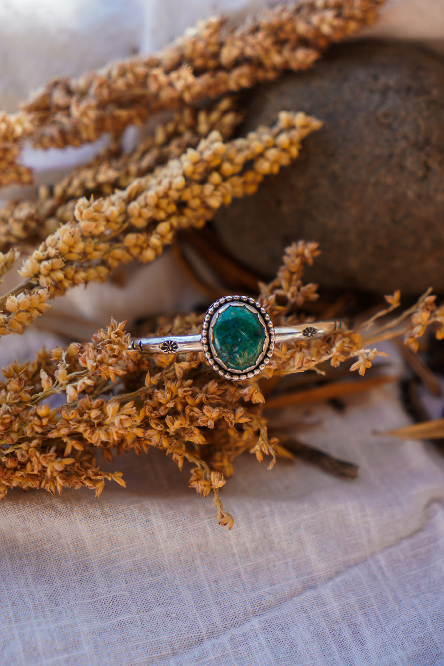Stacking Cuff in Green Jasper
