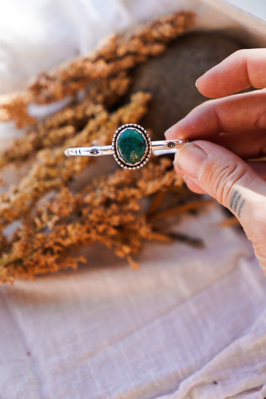 Stacking Cuff in Green Jasper