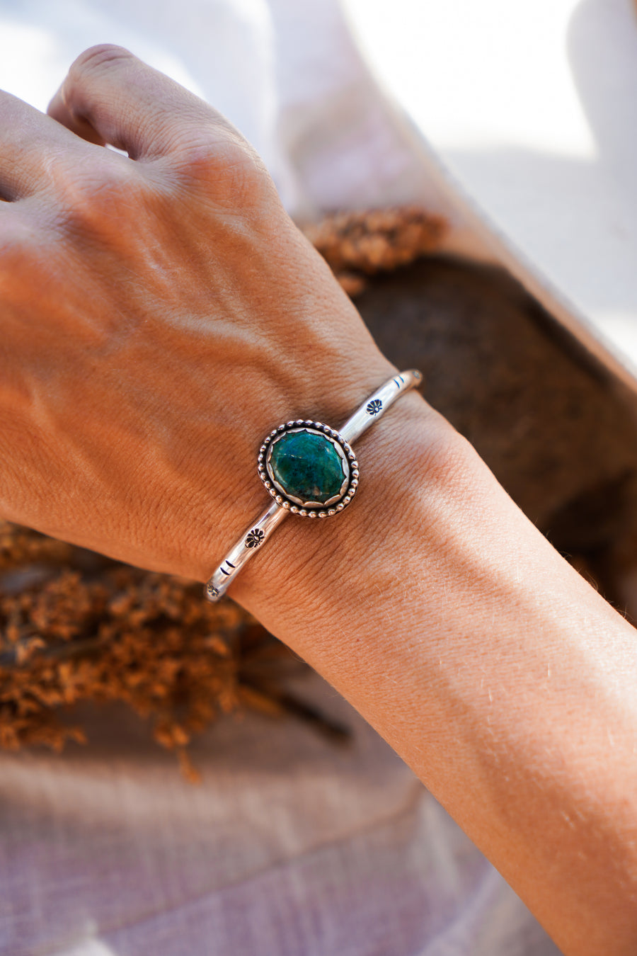 Stacking Cuff in Green Jasper