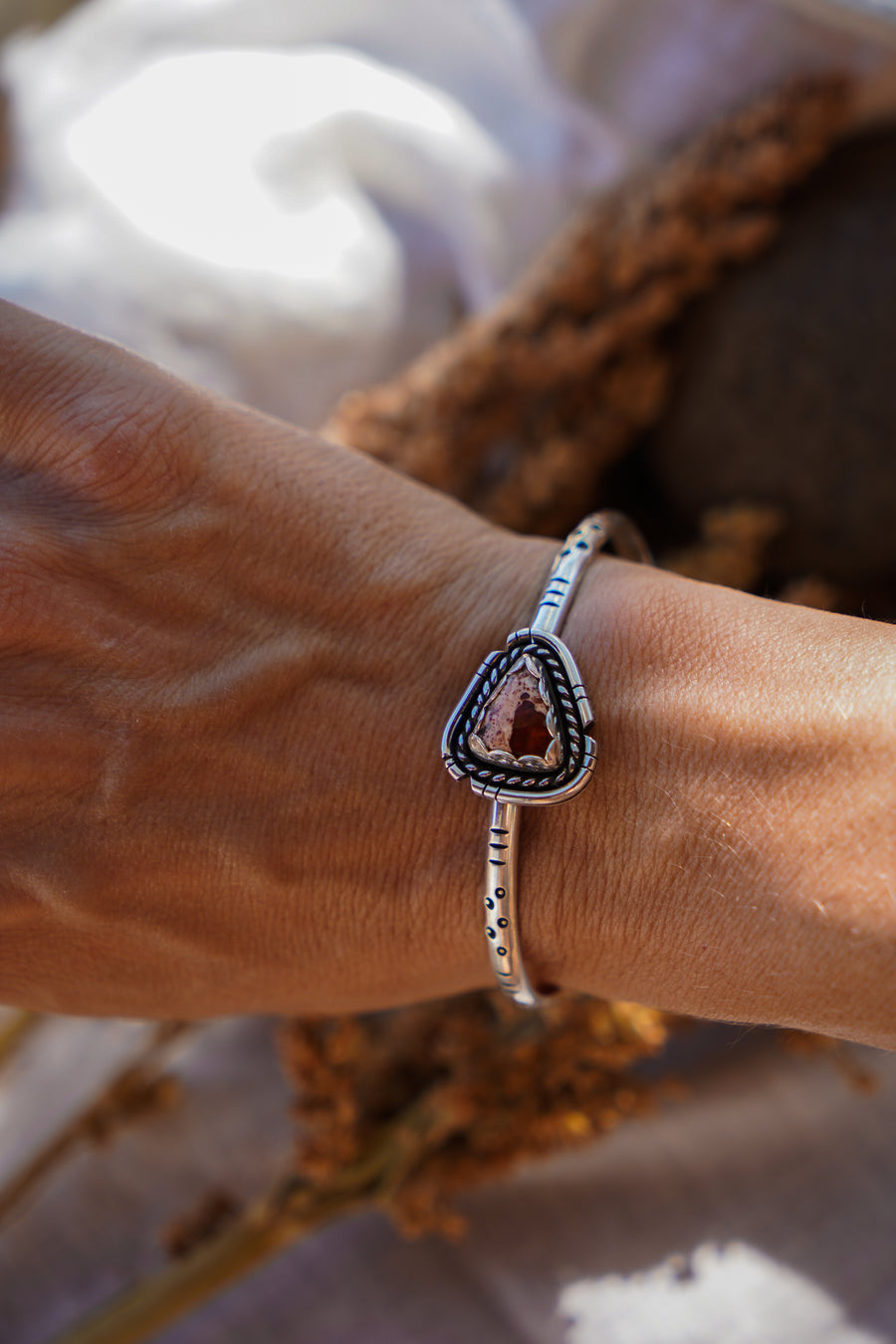 Stacking Cuff in Mexican Fire Opal
