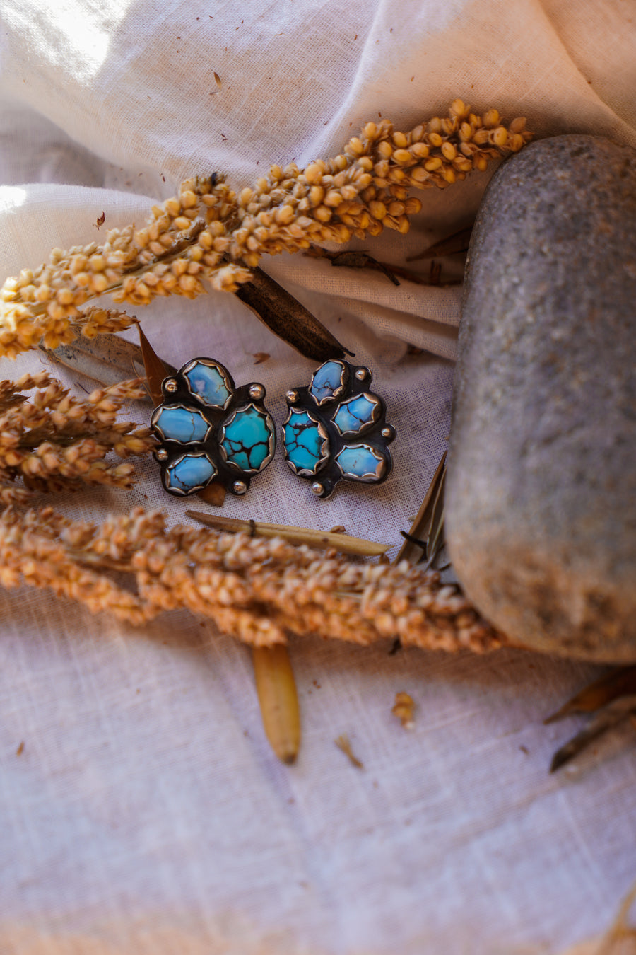 Cluster Stud Earrings in Golden Hills & Egyptian Turquoise