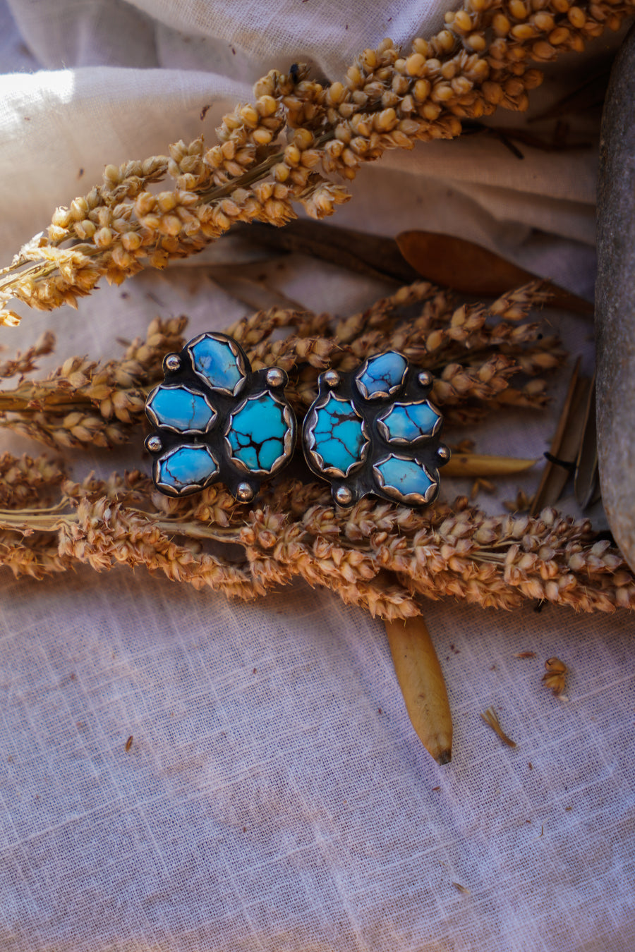 Cluster Stud Earrings in Golden Hills & Egyptian Turquoise