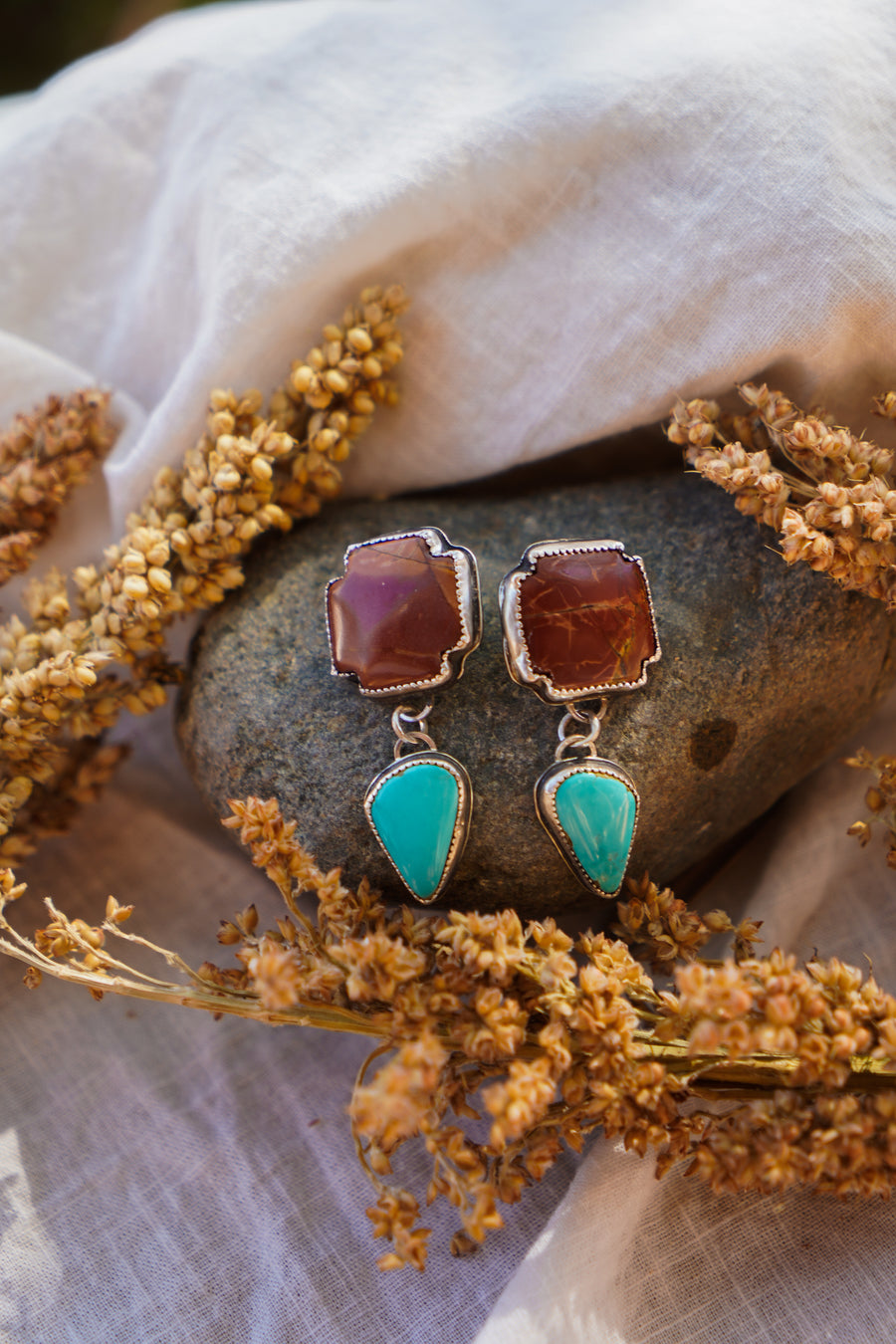 Earrings with Jasper and Tyrone Turquoise
