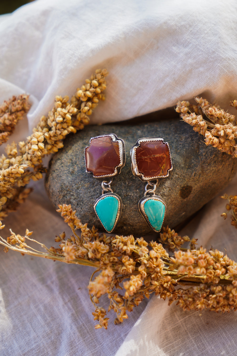 Earrings with Jasper and Tyrone Turquoise