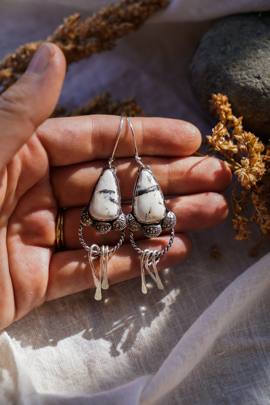 Drop Earrings in White Buffalo