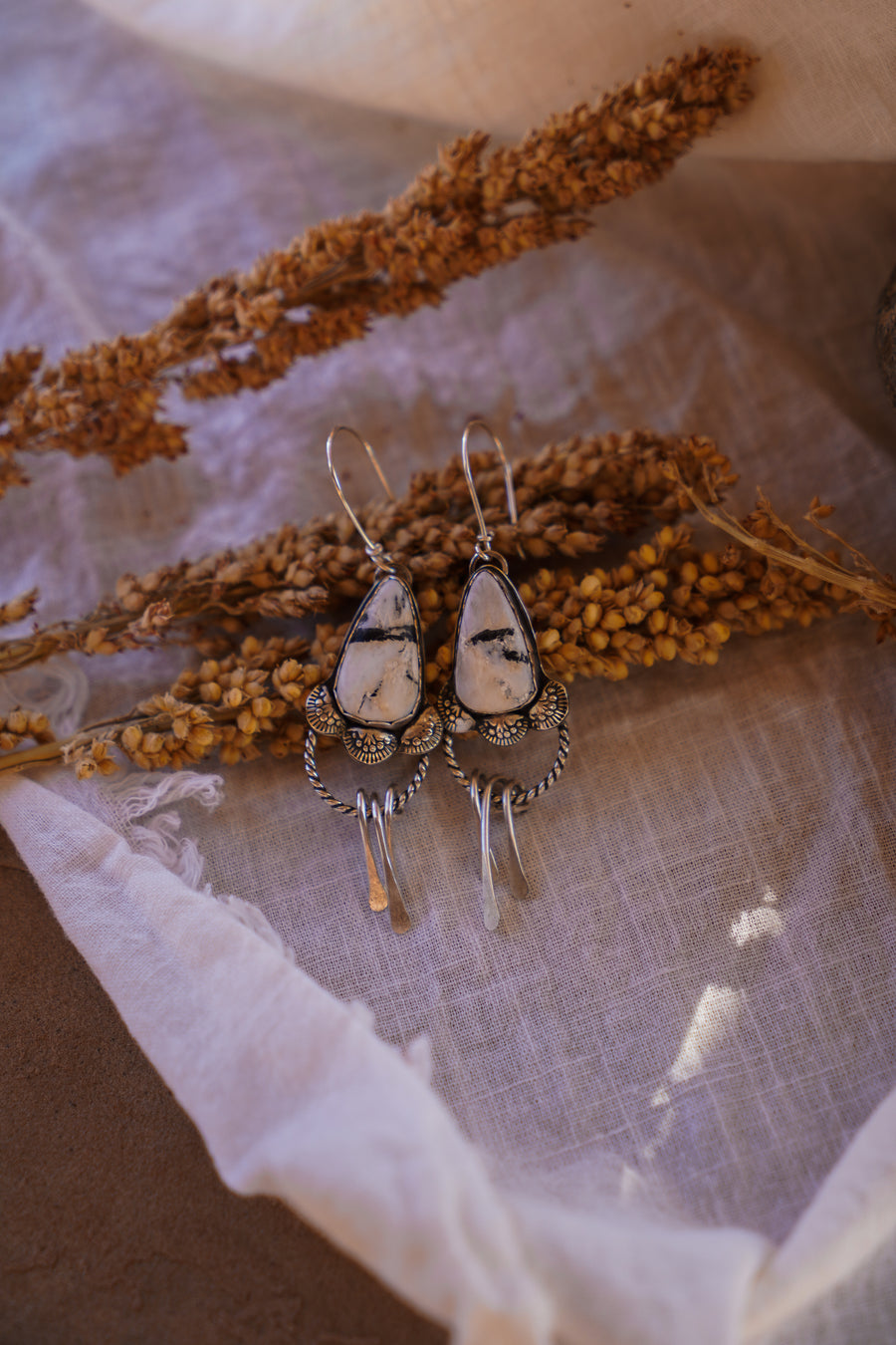 Drop Earrings in White Buffalo