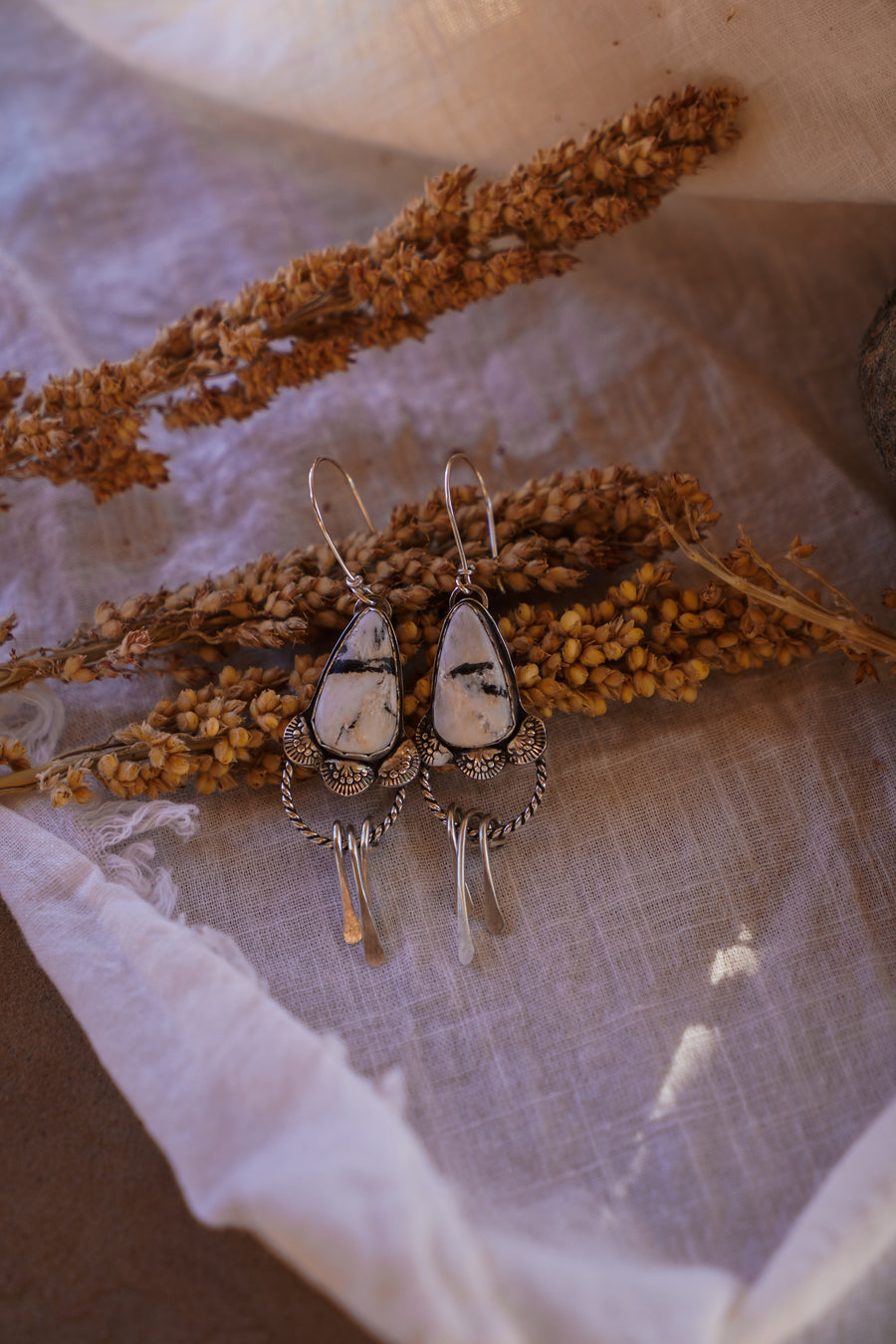 Drop Earrings in White Buffalo
