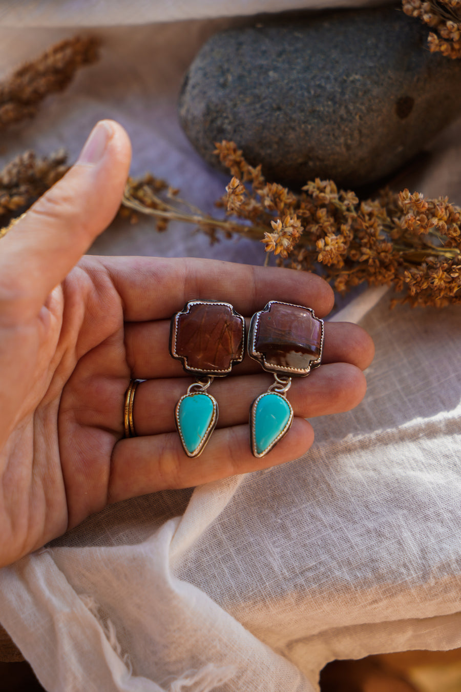Earrings with Jasper and Tyrone Turquoise