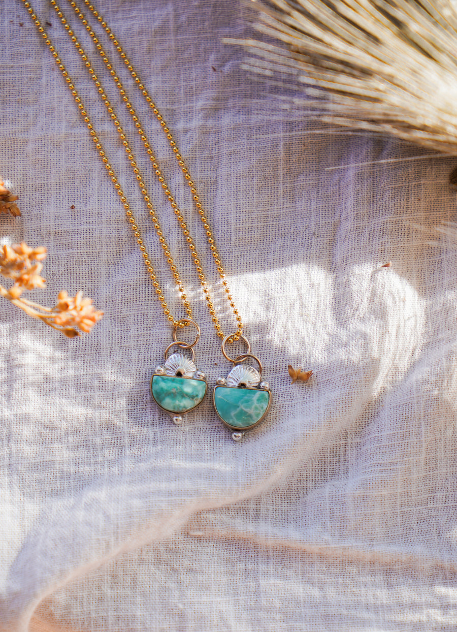 The Golden Hour Necklaces in 14K Gold, Sterling Silver, Gold-Fill with Broken Arrow Variscite