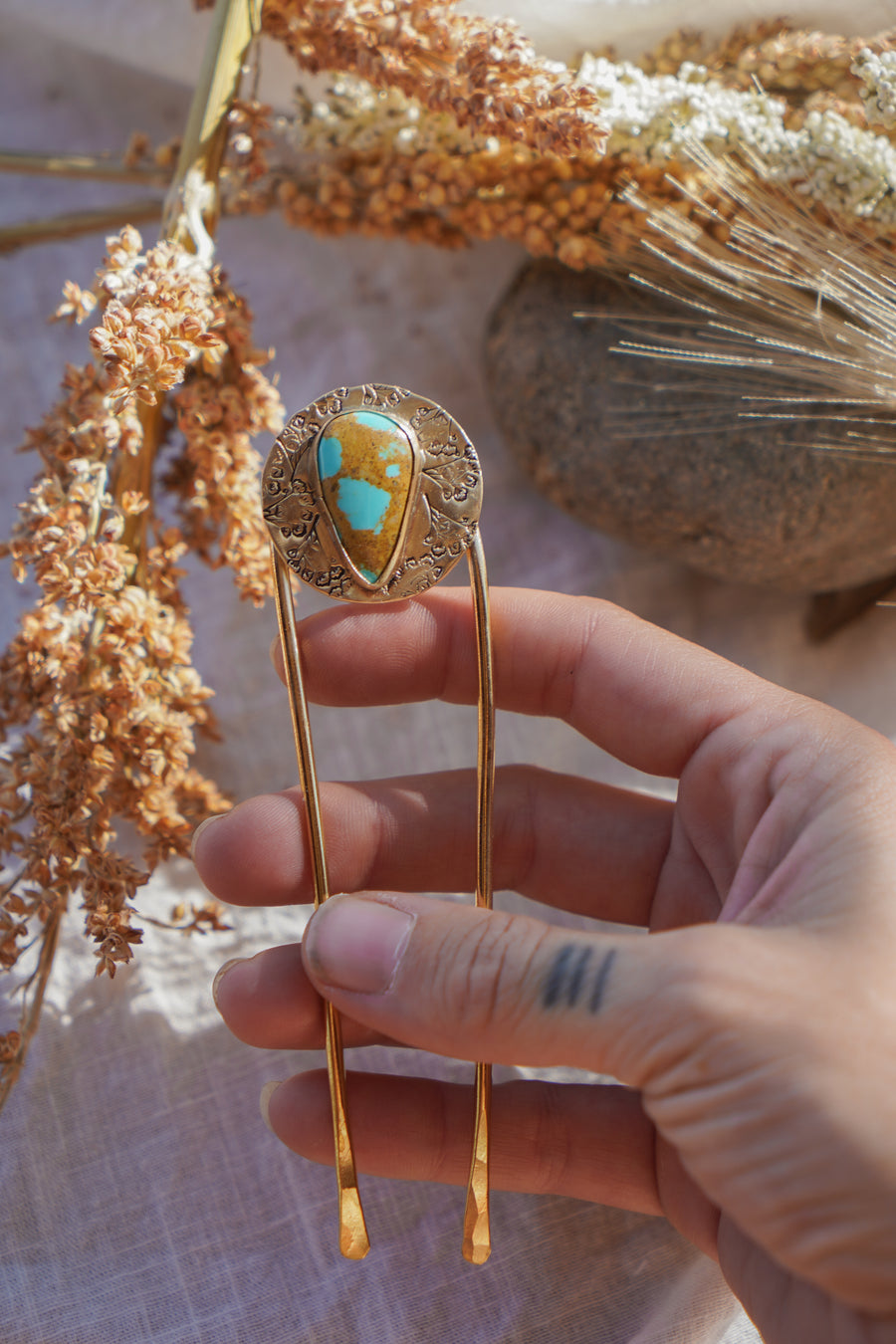 Mojave Hair Fork with Royston Turquoise
