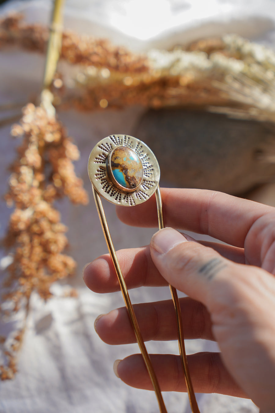Mojave Hair Fork with Royston Turquoise