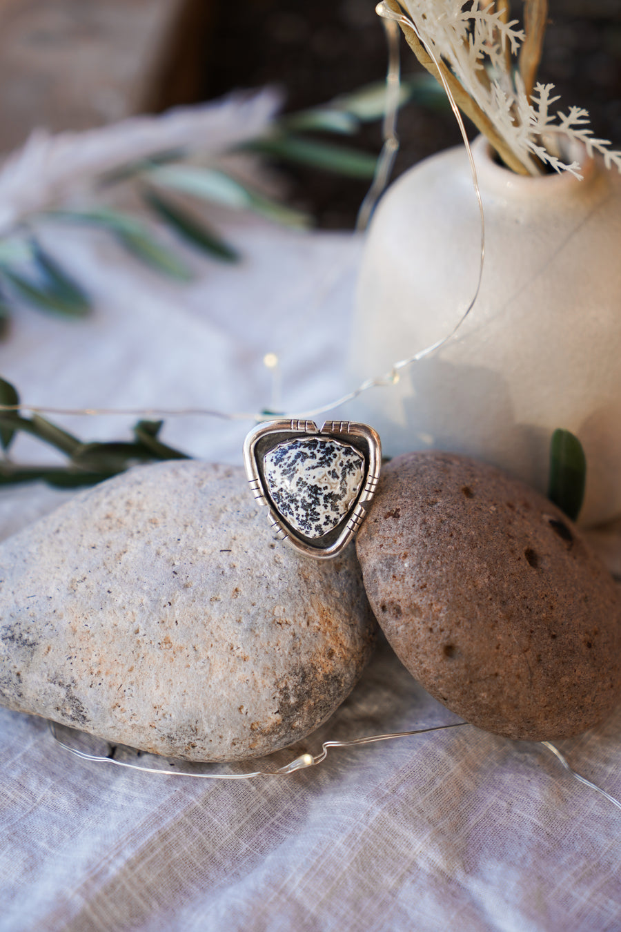 Dendritic Agate Ring (Size 9)