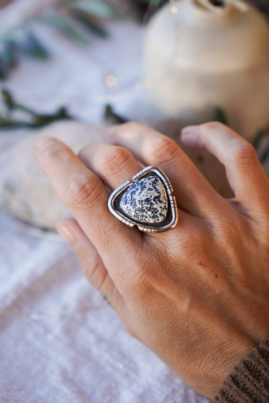 Dendritic Agate Ring (Size 9)