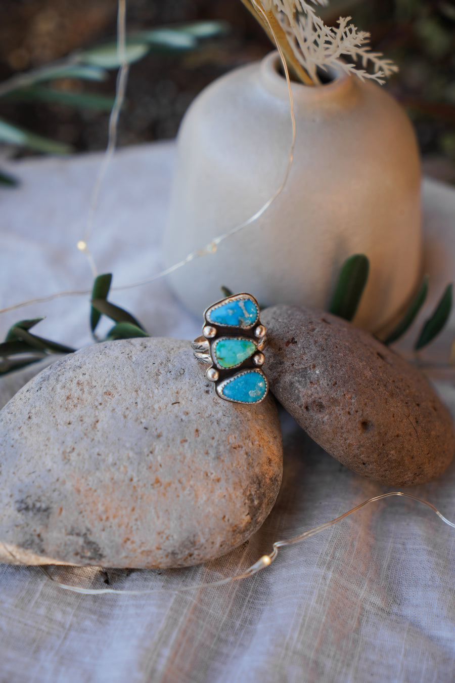 Cairn Ring in Blue Ridge & Turquoise Mountain Turquoise (Size 8.5)