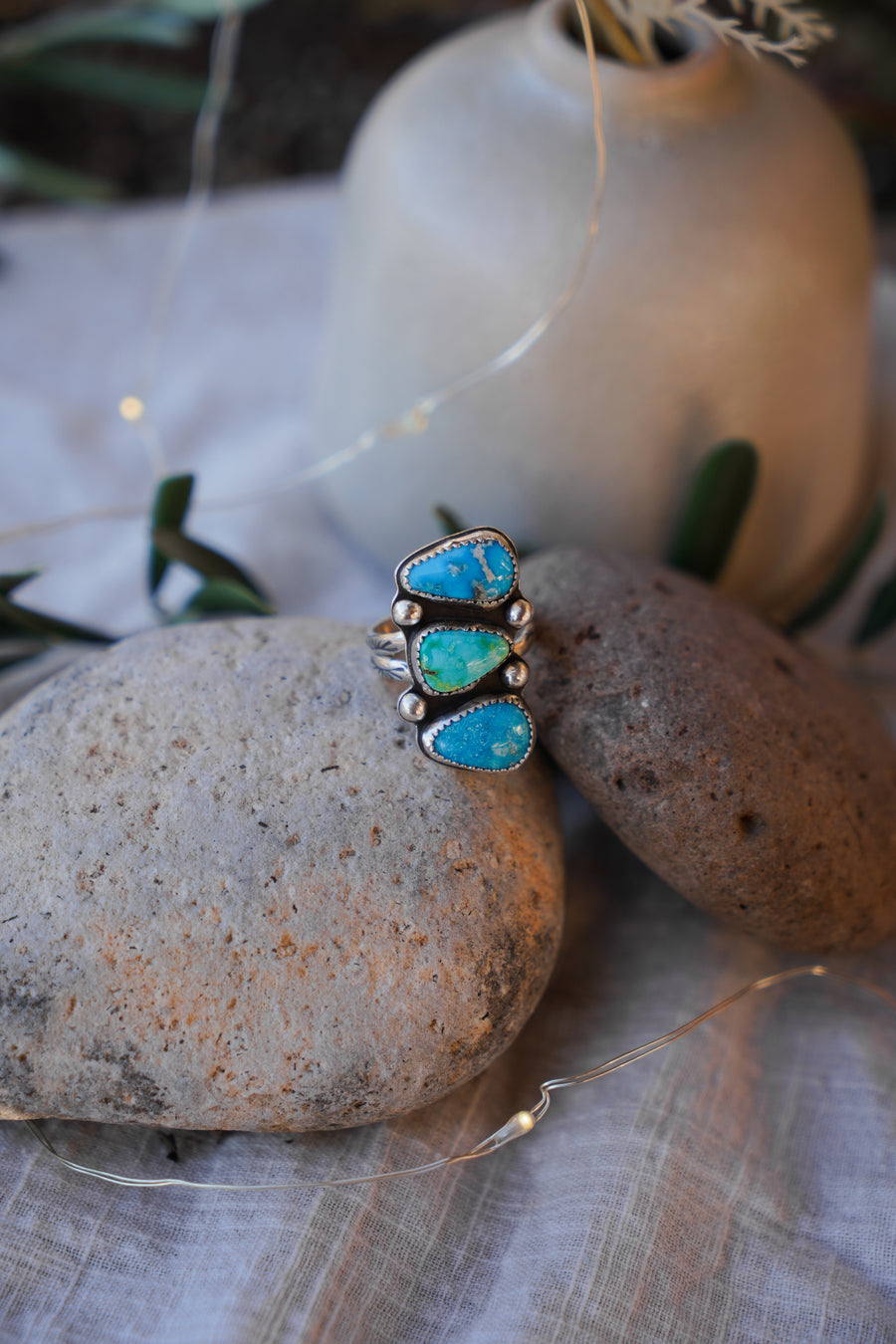 Cairn Ring in Blue Ridge & Turquoise Mountain Turquoise (Size 8.5)