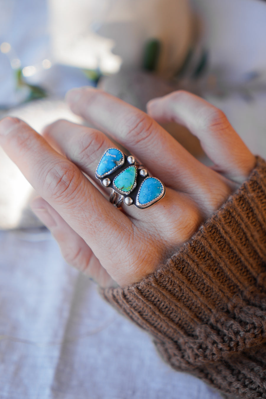 Cairn Ring in Blue Ridge & Turquoise Mountain Turquoise (Size 8.5)