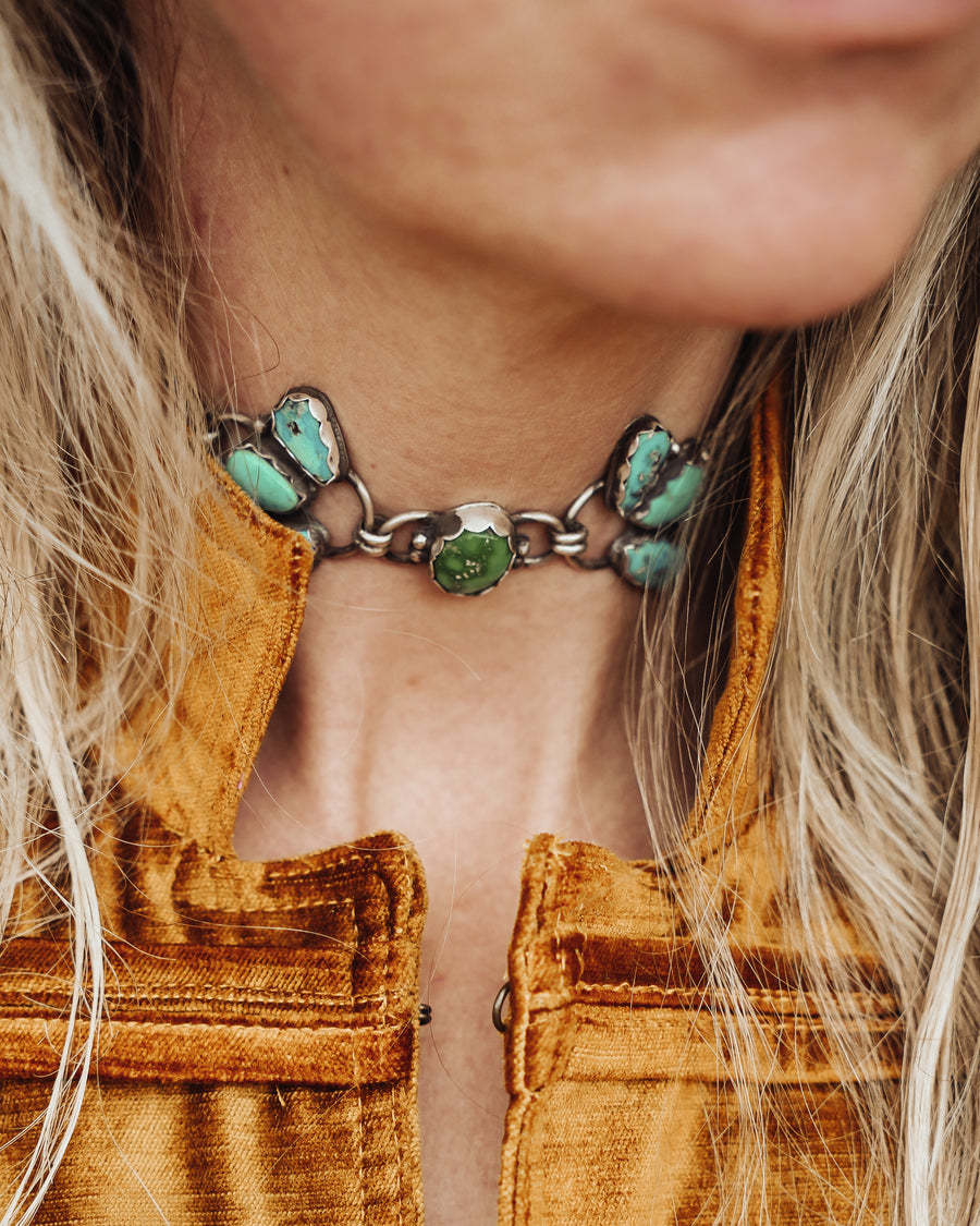 Statement Choker in Emerald Valley & Blue Ridge Turquoise