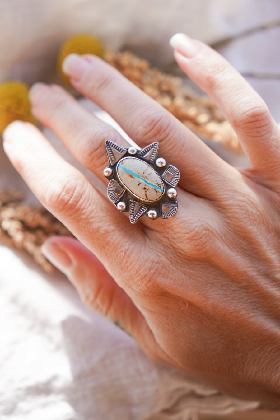 The Royston Ribbon Ring with 14k Gold-Fill Bezel (Size 8.25)