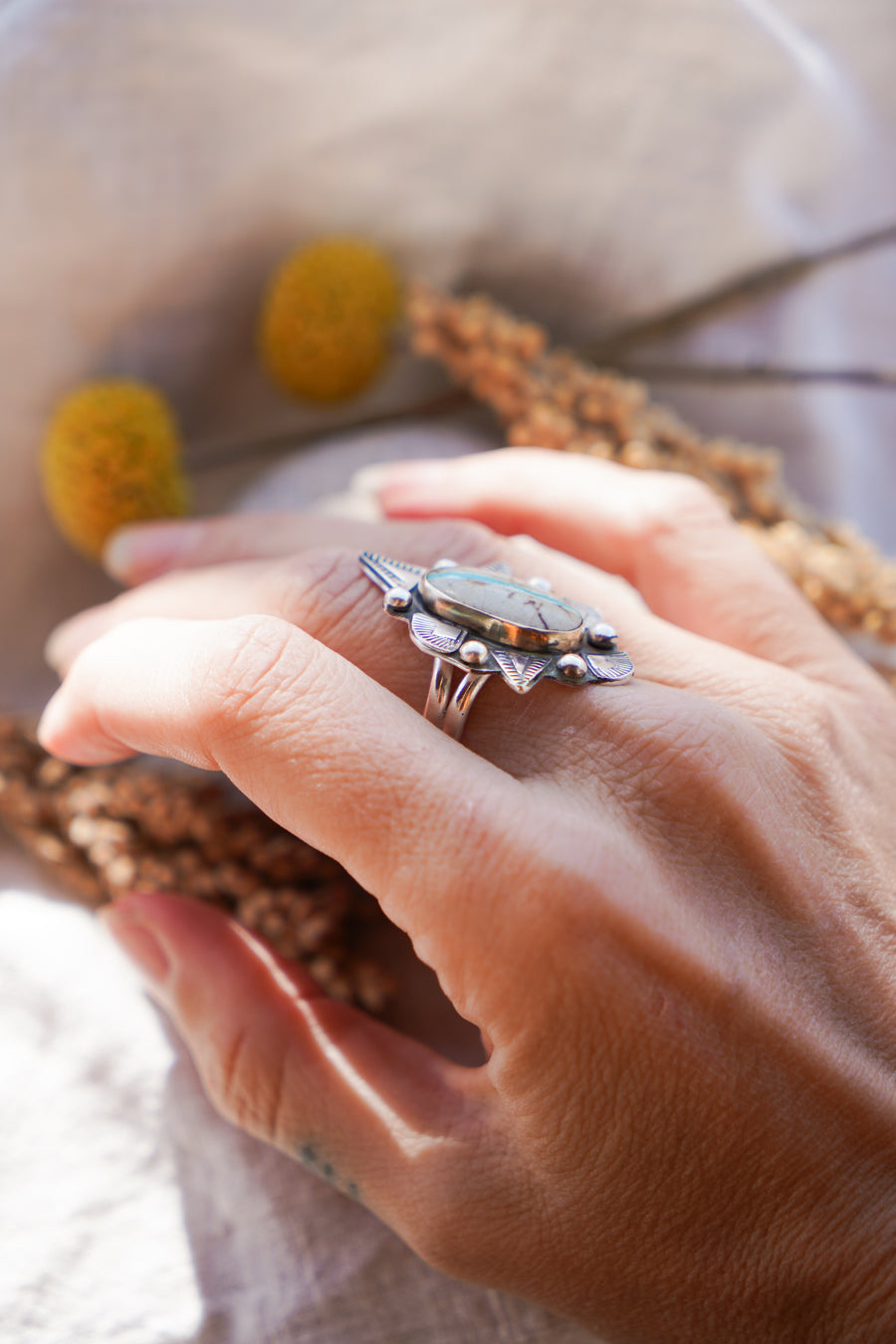 The Royston Ribbon Ring with 14k Gold-Fill Bezel (Size 8.25)