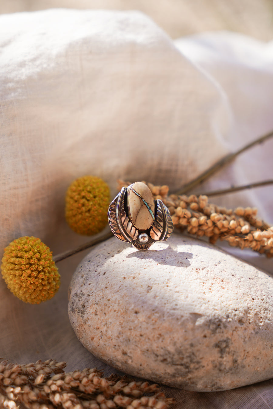 The Royston Ribbon Ring with 14k Gold-Fill Bezel (Size 7)