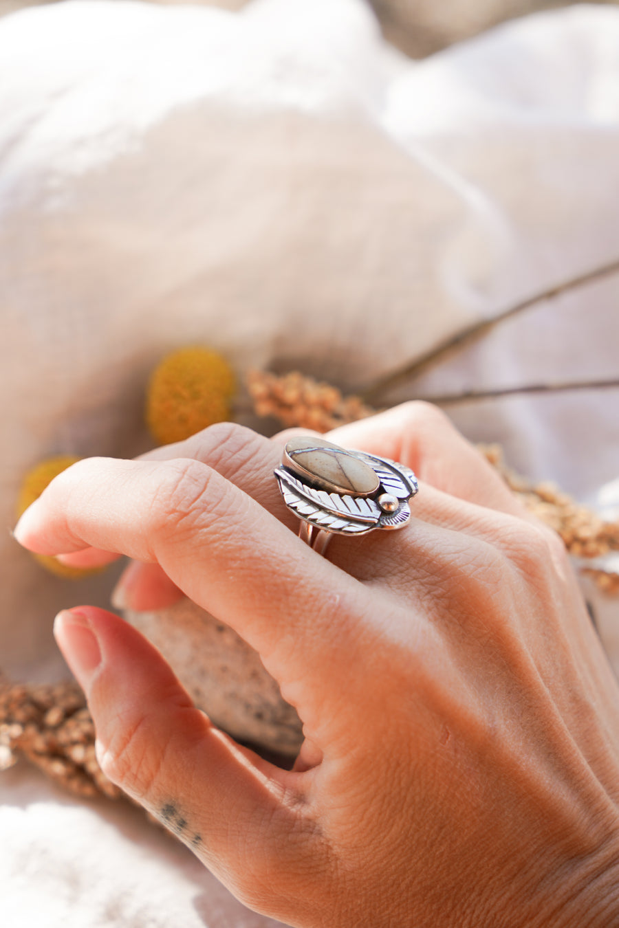The Royston Ribbon Ring with 14k Gold-Fill Bezel (Size 7)