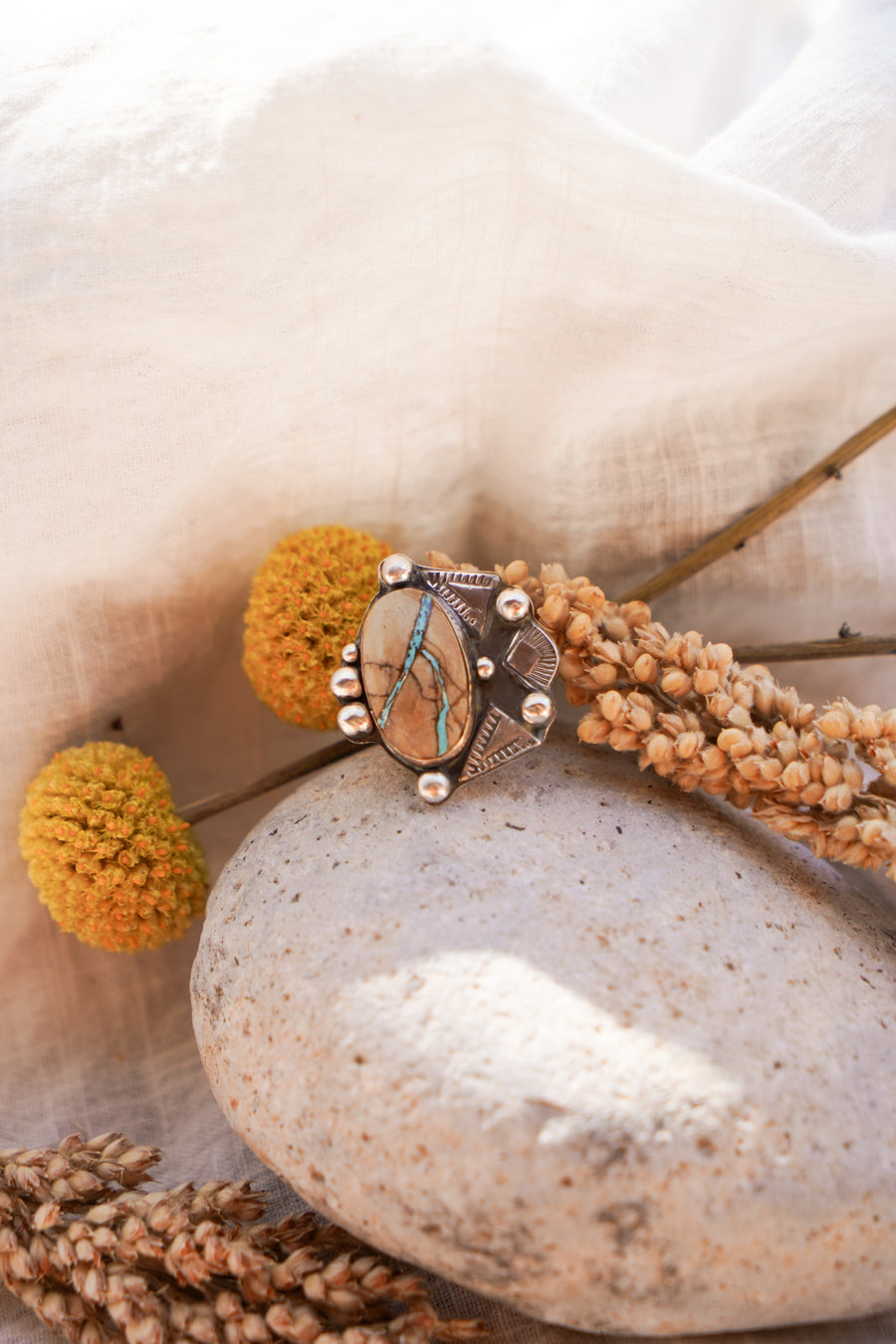 The Royston Ribbon Ring with 14k Gold-Fill Bezel (Size 7.5)