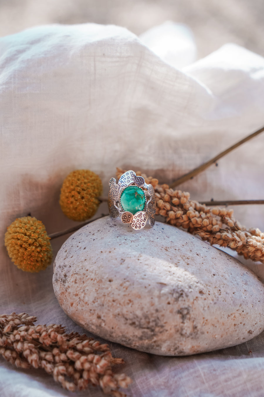 The Prickly Pear Ring in Emerald Valley Turquoise (Size 6.5)