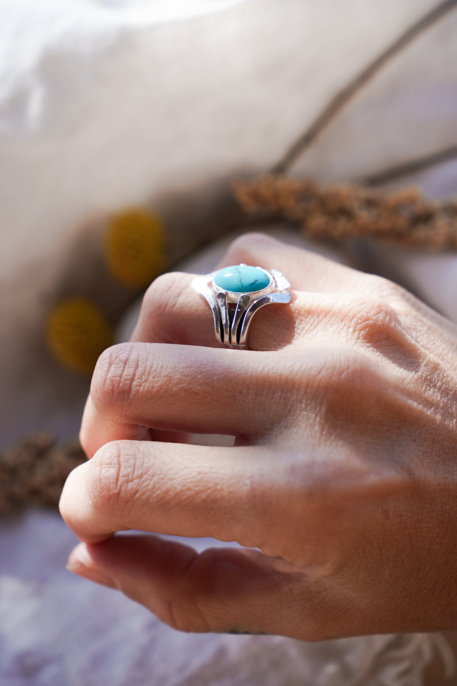 The Cascade Ring in Nacozari Turquoise (Size 6)