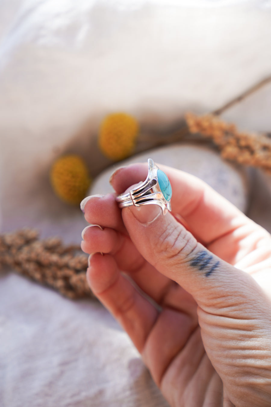 The Cascade Ring in Nacozari Turquoise (Size 6)